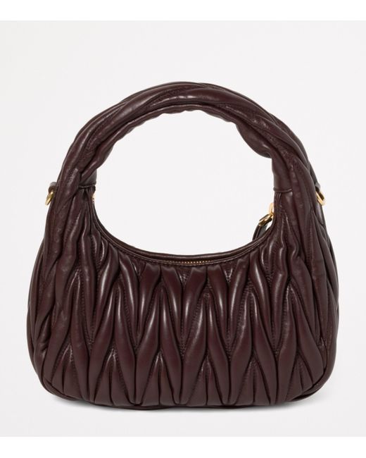 Miu Miu Brown Matelassé Leather Wander Top-Handle Bag