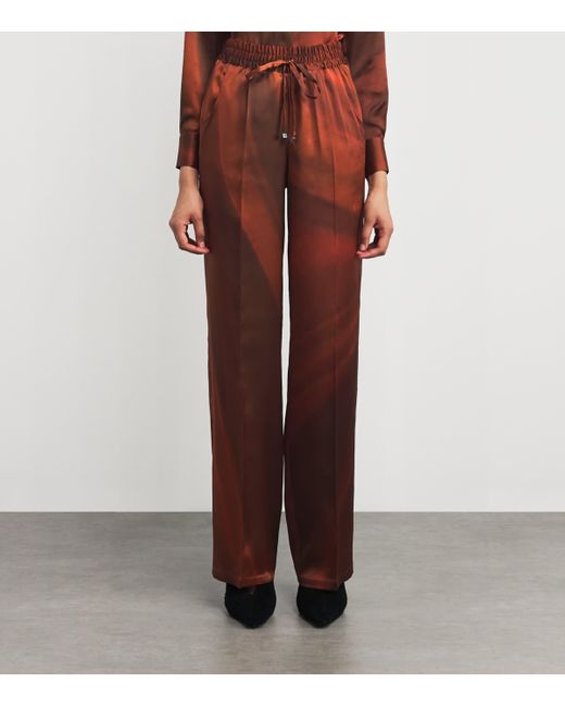 Kiton Red Silk Drawstring Trousers