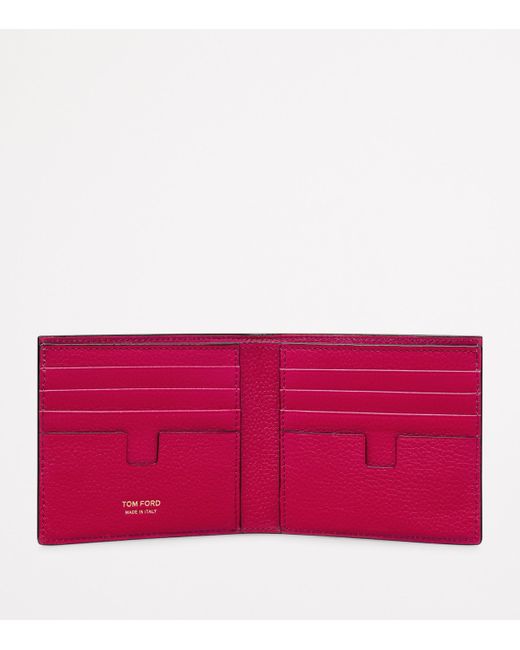 Tom Ford Red Leather T-Line Classic Bifold Wallet for men
