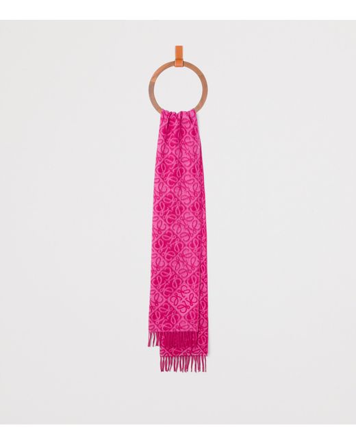 Loewe Pink Wool-Cashmere Anagram Scarf