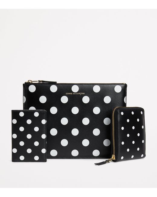 Comme des Garçons Black Leather Polka-Dot Card Holder for men