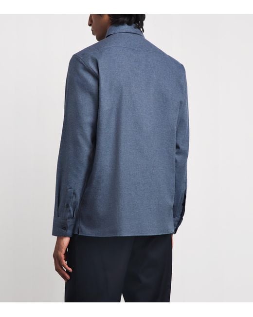Colombo Blue Cotton Twill Shirt for men
