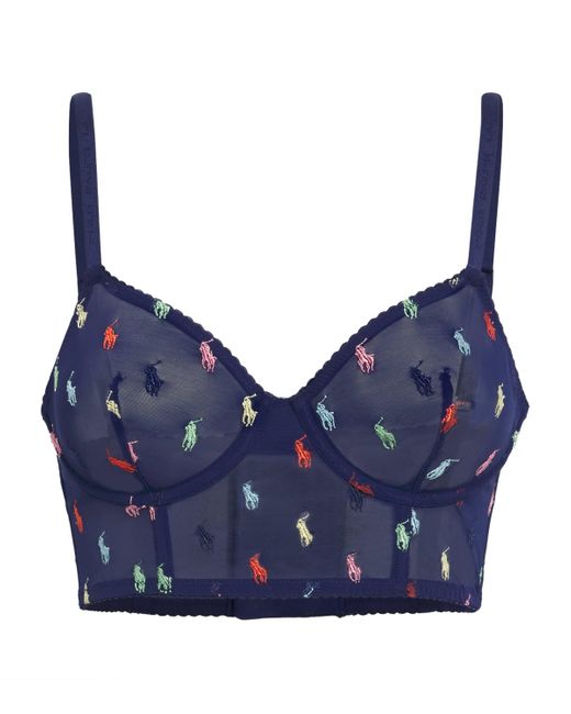 Polo Ralph Lauren Blue Embroidered Polo Pony Bra