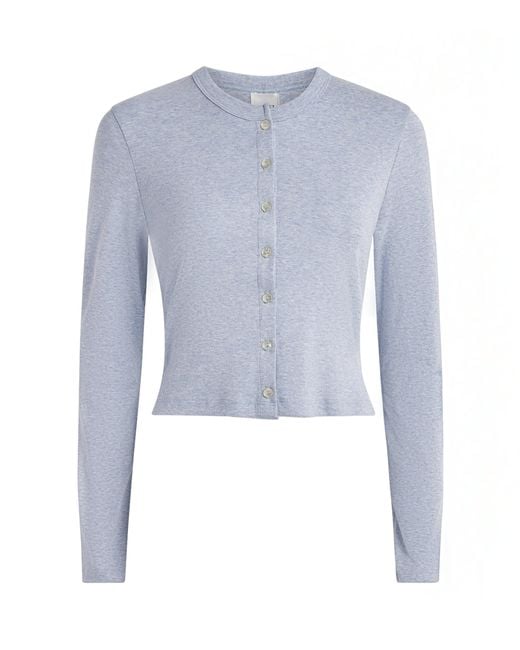 Leset Blue Cotton Nando Cropped Cardigan