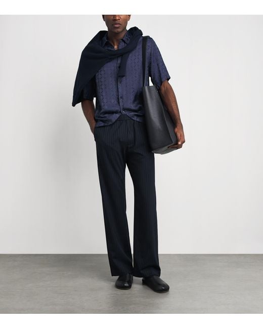 Sandro Blue Jacquard Cross Short-Sleeve Shirt for men