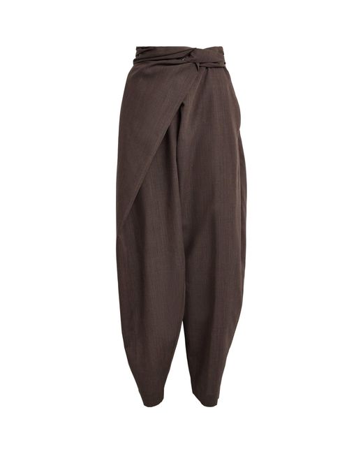 Rohe Brown Wool Sarong-Knot Trousers