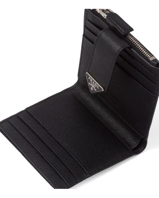Prada Black Saffiano Leather Bifold Card Holder for men