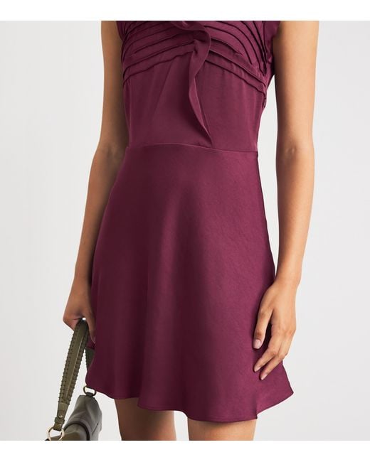 Claudie Pierlot Purple Satin Ruffled Mini Dress
