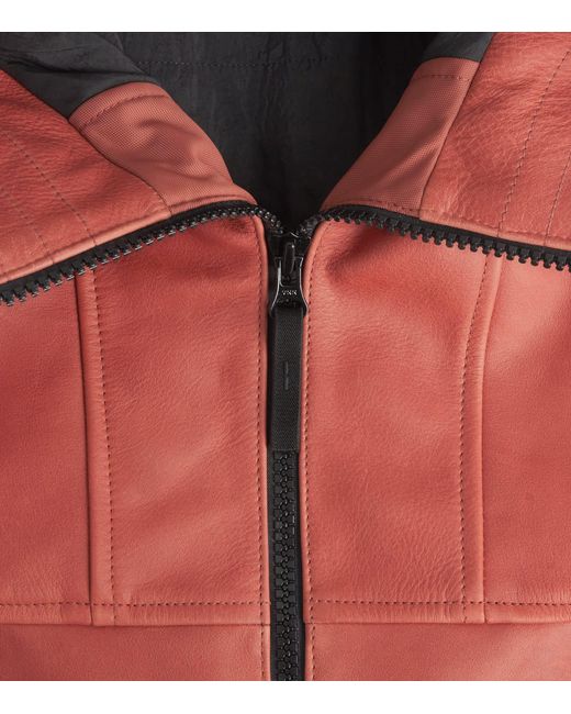 Stone Island Red Leather Jacket for men