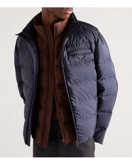 Prada Blue Re-Nylon Puffer Jacket for men