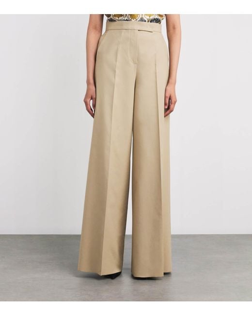 Max Mara Natural Stretch-Cotton Wide-Leg Trousers