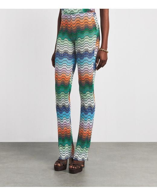 Missoni Green Metallic Zigzag Flared Trousers