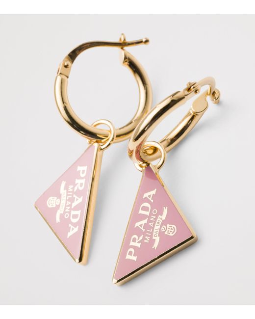 Prada Pink Triangle Drop Earrings