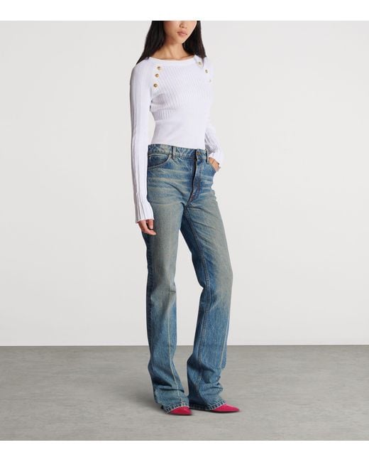 Balmain Blue Faded Flared Jeans