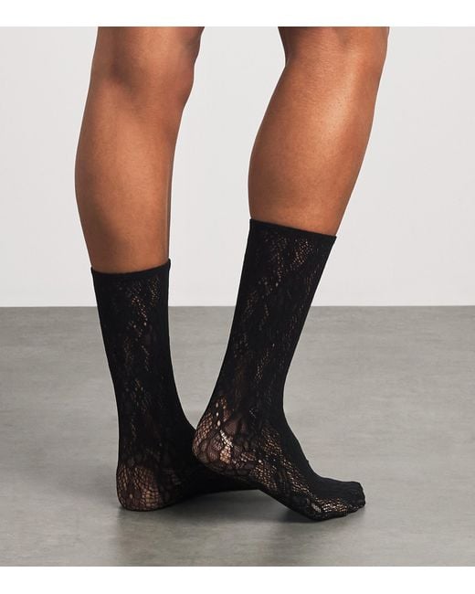 Wolford White Infinite Rose Net Socks