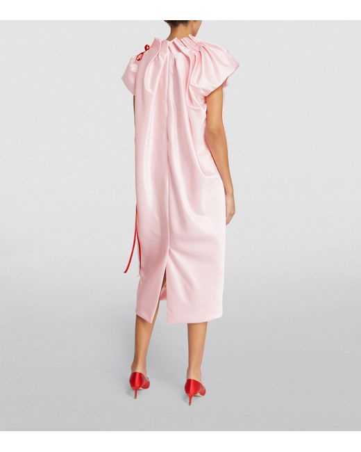 Simone Rocha Pink Satin Sack Midi Dress