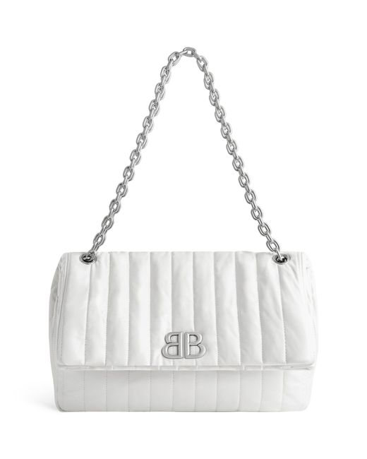 Balenciaga White Quilted Leather Monaco Shoulder Bag