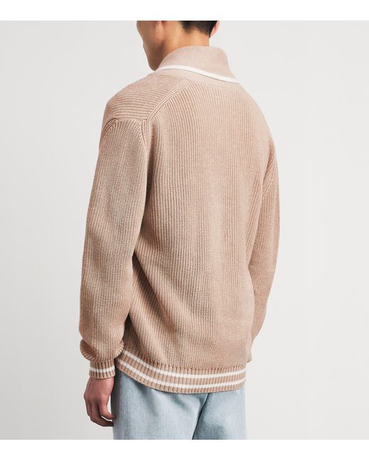 Eleventy Pink Cotton Shawl Cardigan for men