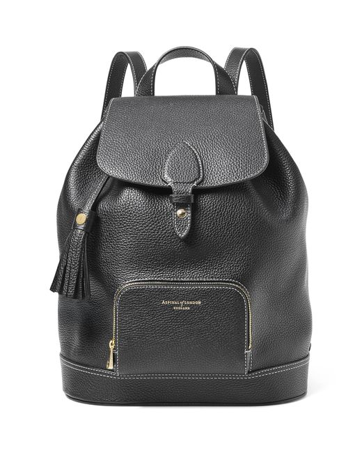 Aspinal Black Small Leather Hudson Backpack