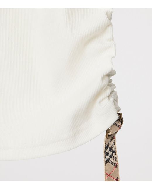 Burberry White Ruched Top