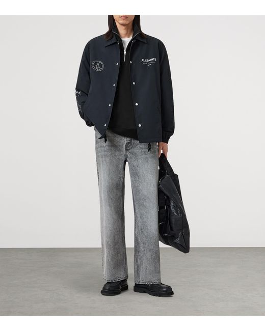 AllSaints Black Cotton Underground Half-Zip Sweatshirt for men