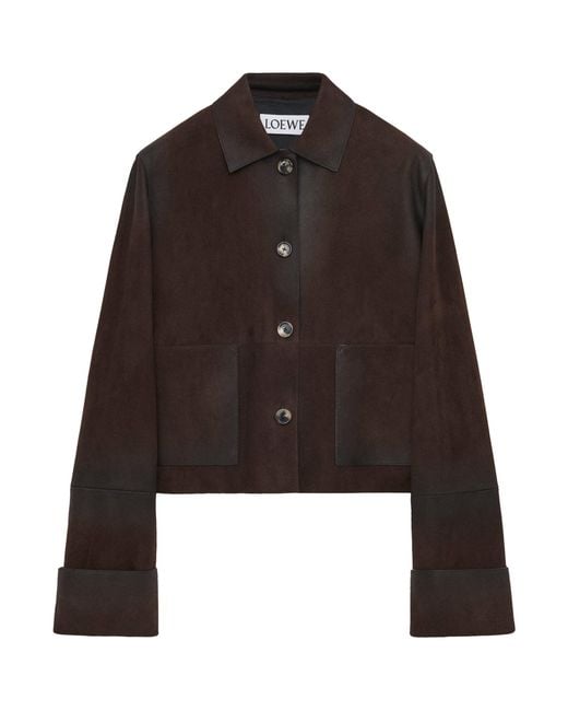 Loewe Brown Lambskin Turn-Up Jacket