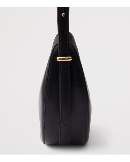 Prada Black Small Leather Arqué Shoulder Bag