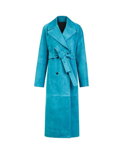 Alaïa Blue Goat Suede Trench Coat