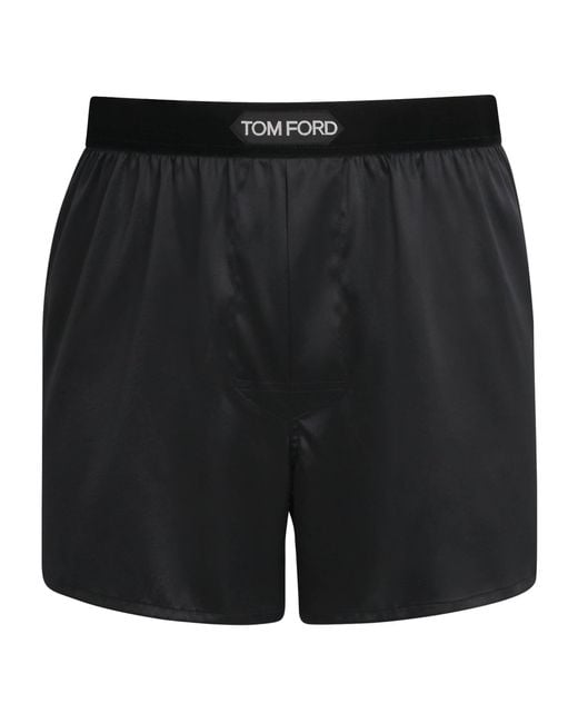 Tom Ford Black Stretch-Silk Boxer Shorts for men