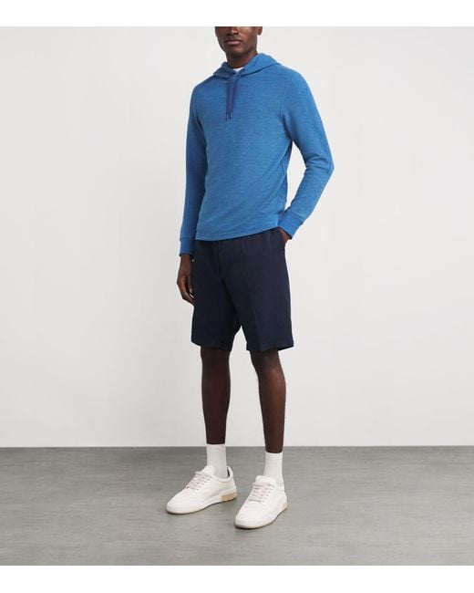 Ralph Lauren Blue Waffle-Knit Hoodie for men