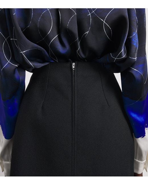 Jil Sander Black Wool Sablé Midi Skirt