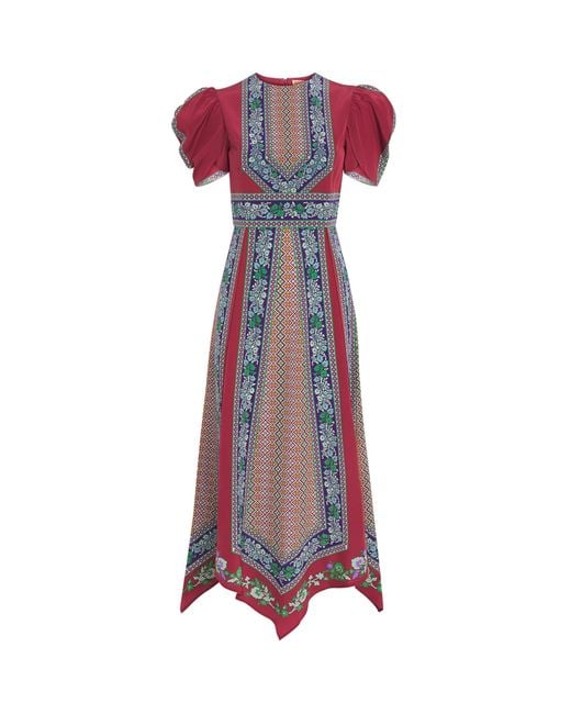 LaDoubleJ Purple Silk Printed Maxi Dress