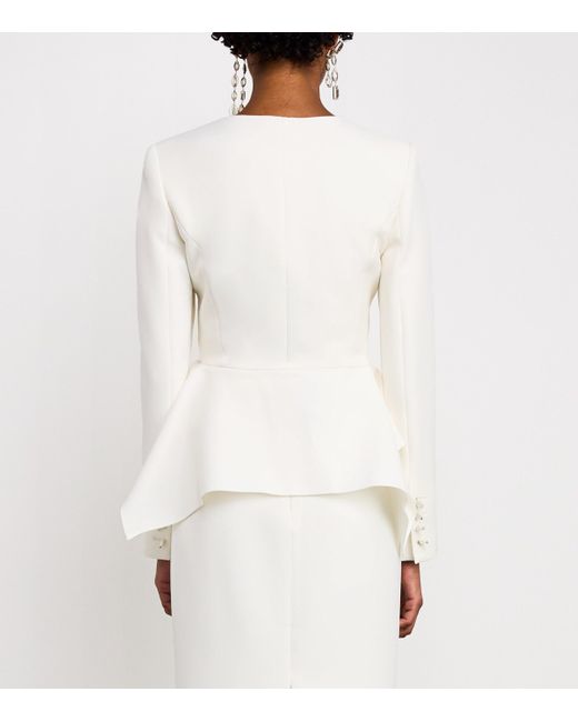 Roland Mouret White Crepe Peplum Jacket