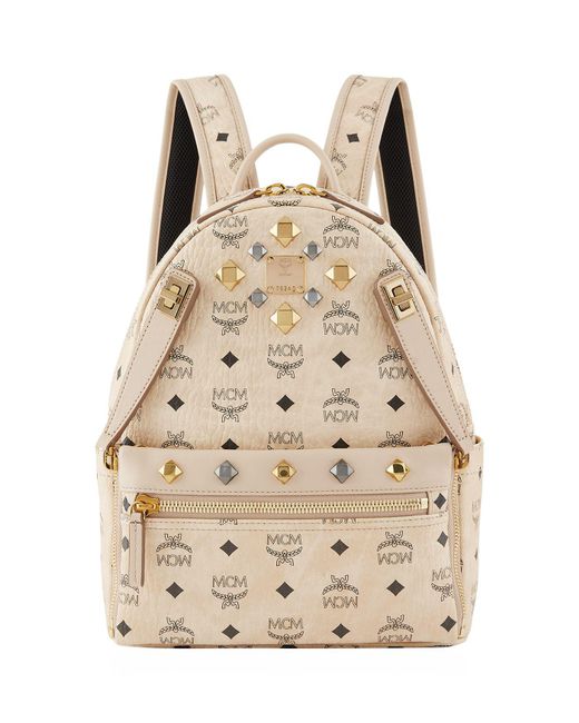 MCM Natural Small Dual Stark Backpack, Beige, One Size
