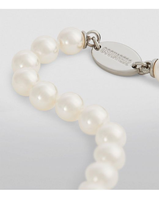 DSquared² Natural Faux Pearl Bracelet for men
