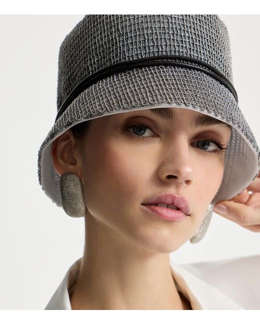 Brunello Cucinelli Gray Monili-Detail Bucket Hat