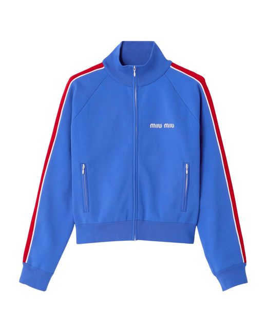 Miu Miu Blue Logo Zip-Up Jacket