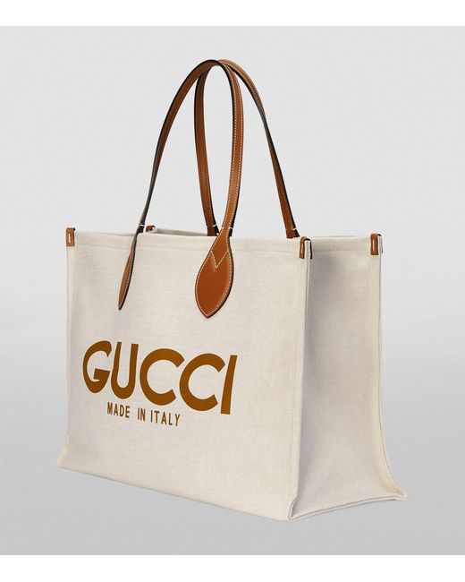 Gucci Natural Canvas Logo Tote Bag