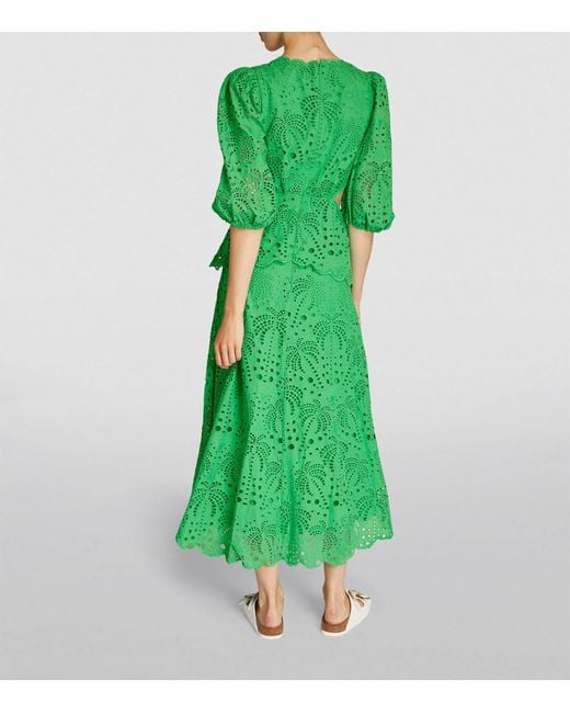 FARM Rio Richelieu Broderie Anglaise Cotton Dress in Green | Lyst Canada