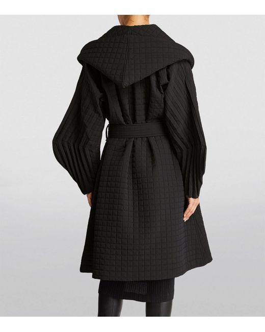 Issey Miyake Black Quilted Grid Belted Coat