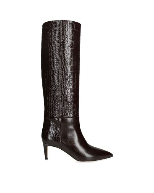 Paris Texas Black Croc-Embossed Leather Stiletto Boots 60