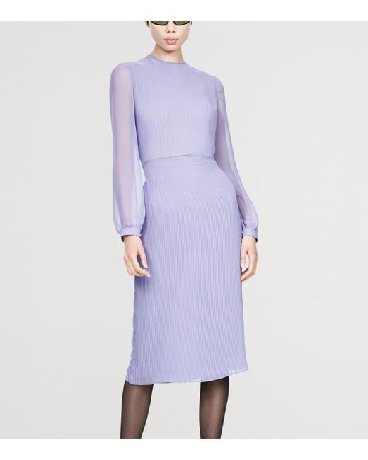 Tom Ford Purple Chiffon Plissé Midi Dress
