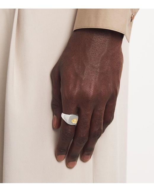 Tom Wood White Large Sterling, And Diamond Mined Ring for men