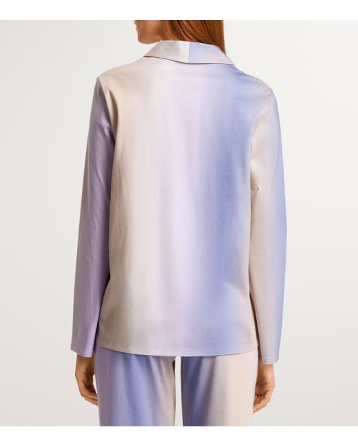 Hanro Blue Cotton Ombré Loie Pyjama Shirt