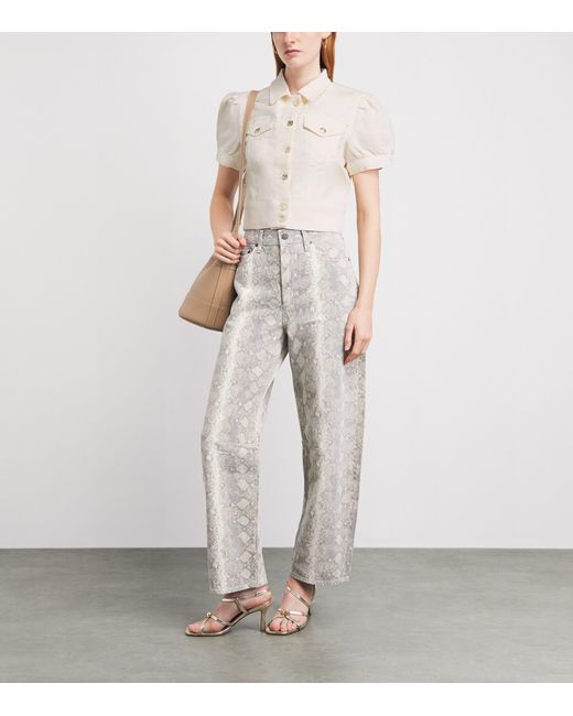 PAIGE White Short-Sleeve Kendra Denim Jacket