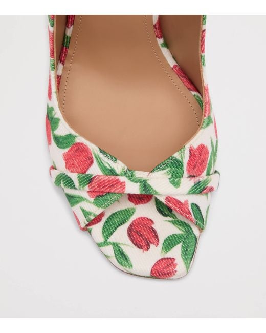 Malone Souliers White Canvas Tulip Print Noah Heeled Sandals 90
