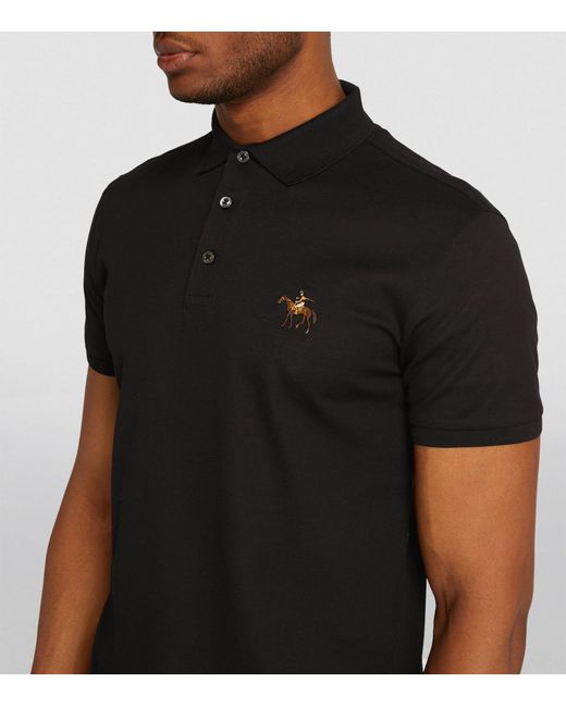 Ralph Lauren Purple Label Black Cotton Logo Polo Shirt for men