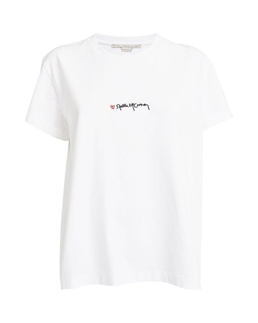 Stella McCartney White Embroidered Love Logo T-shirt