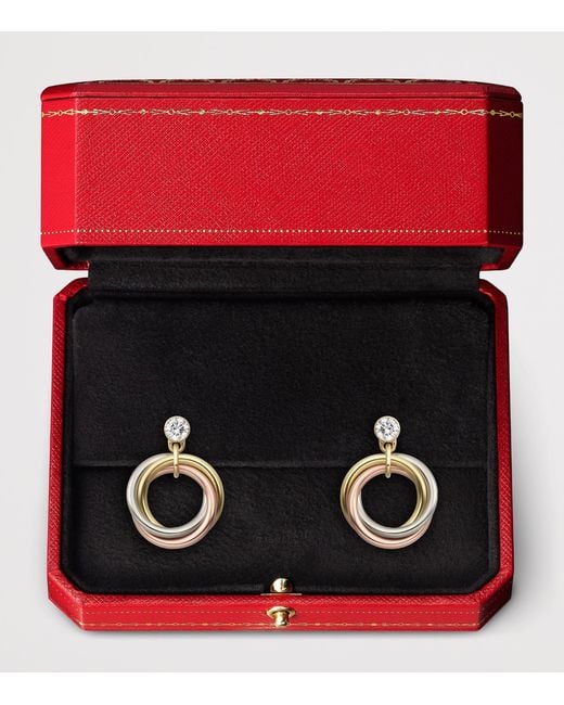 Cartier Metallic Mini, Rose And Diamond Trinity Earrings