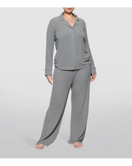 Skims Gray Sleep Ribbed Pyjama Set